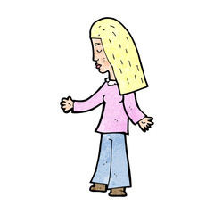 cartoon woman with open arms