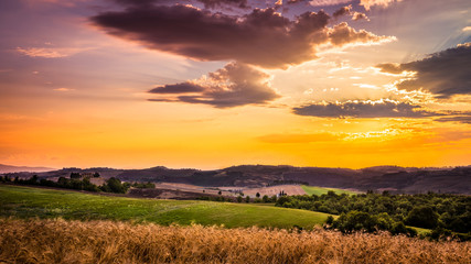 Amazing sunset in Tuscany