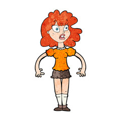 cartoon pretty girl with shocked expression