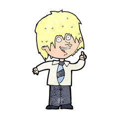 cartoon school boy with idea
