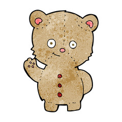 cartoon teddy bear waving