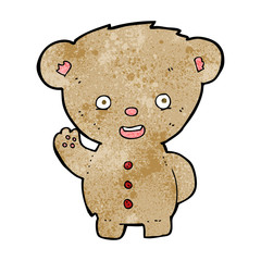 cartoon teddy bear waving