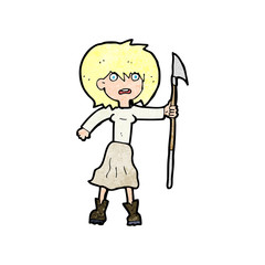 cartoon woman with harpoon