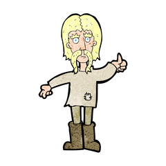 cartoon hippie man giving thumbs up symbol