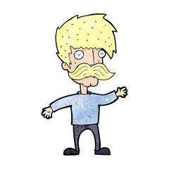 Fototapeta premium cartoon man with mustache waving