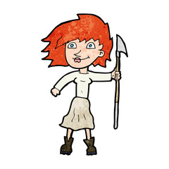 cartoon woman with spear