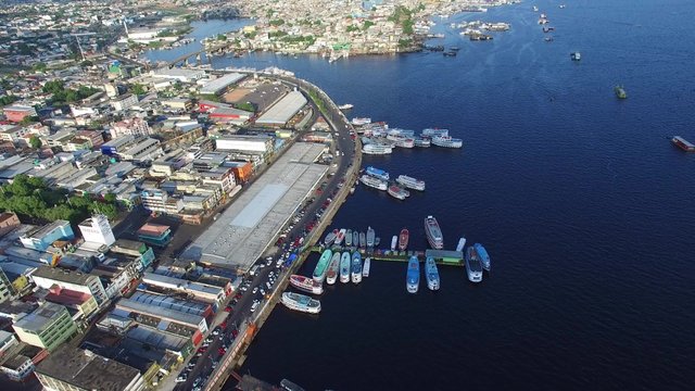 Aerial View of Port of Manaus, Amazonas Brazil