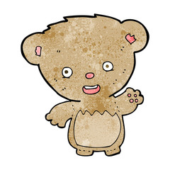 cartoon teddy bear waving