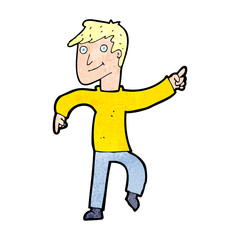 cartoon happy man pointing