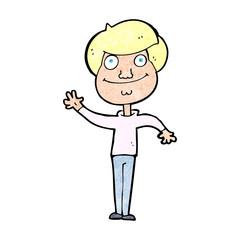 cartoon happy man waving