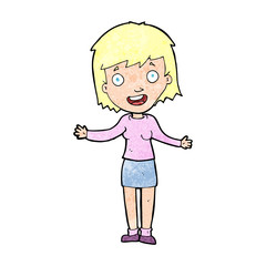 cartoon excited woman