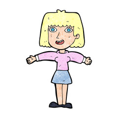 cartoon excited woman