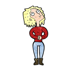 cartoon woman looking upwards