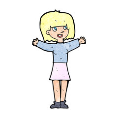 cartoon excited woman
