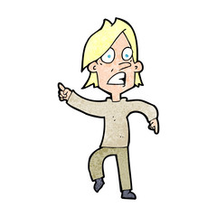 cartoon worried man pointing