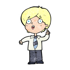 cartoon schoolboy answering question