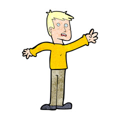 cartoon worried man reaching