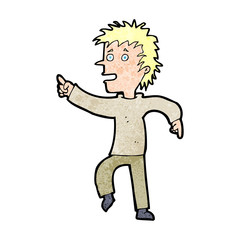 cartoon happy man pointing