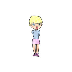 cartoon shy woman