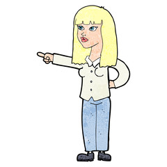 cartoon pretty woman pointing