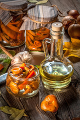 Marinated mushrooms.