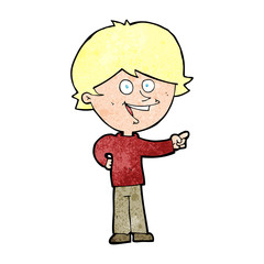 cartoon boy laughing and pointing
