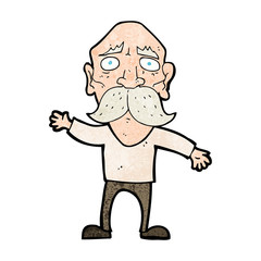 cartoon worried old man