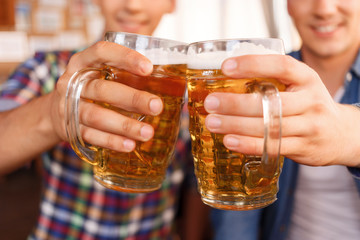 Nice friends drinking beer 