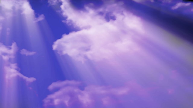 Cloud FX0106: sunbeams stream from roiling time lapse clouds (Loop).