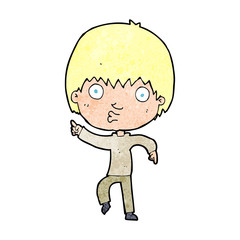 Obraz premium cartoon impressed boy pointing