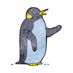 cartoon penguin waving