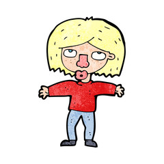 cartoon girl looking upwards