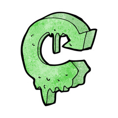 cartoon melting recycling symbol