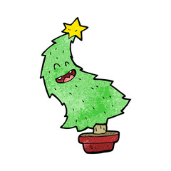 cartoon dancing christmas tree