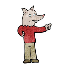 cartoon wolf man pointing