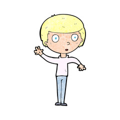 cartoon waving boy
