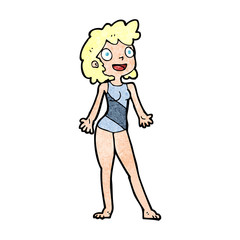 cartoon woman in swimming costume