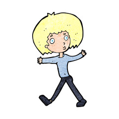 cartoon surprised man walking