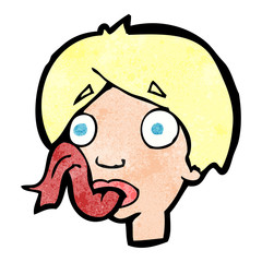 cartoon head sticking out tongue