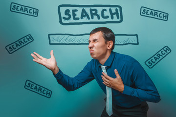 man Male businessman disgruntled disgusted online search Google 