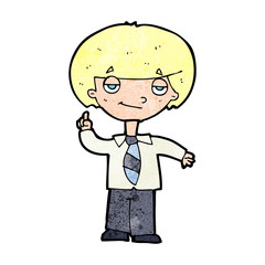 cartoon school boy answering question