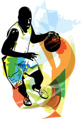 Fototapeta na wymiar Sketch of basketball player