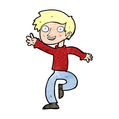 cartoon excited boy dancing