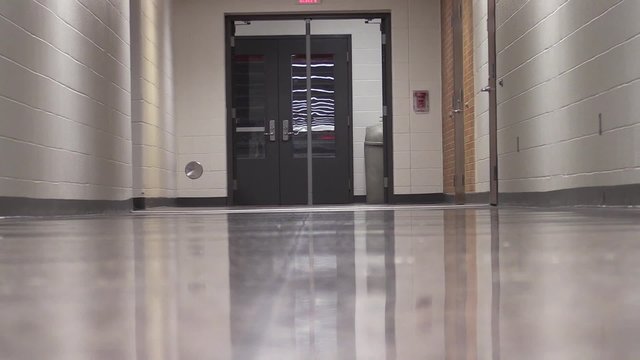 Empty School Hallway - Zoom Out