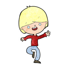 cartoon happy boy dancing