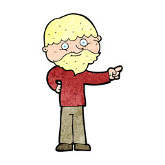 cartoon bearded man pointing