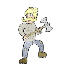 cartoon man with axe