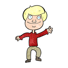 cartoon happy man waving