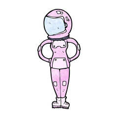 cartoon female astronaut
