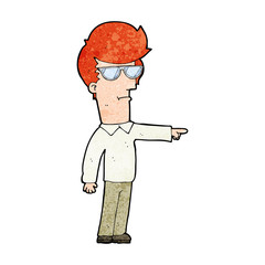 cartoon man in glasses pointing